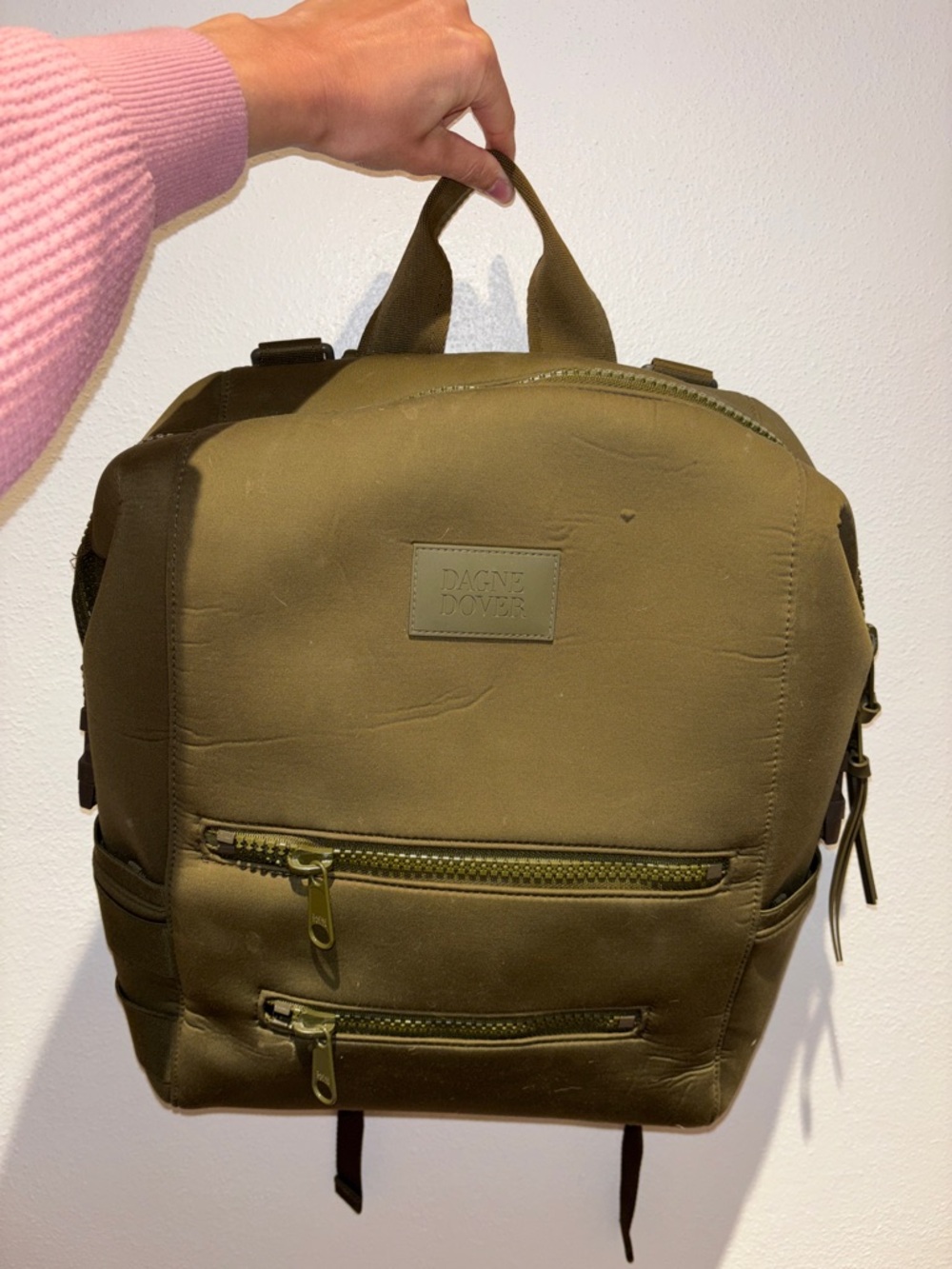 Dagne Dover Olive Backpack with Dual Front Zips
